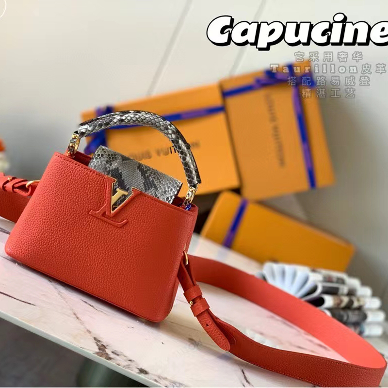 Louis Vuitton CAPUCINES MINI Taurillon Leather Bag N80007 Cornaline Orange